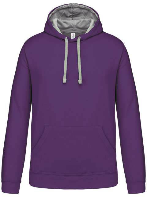 Kariban Men's Contrast Hooded Sweatshirt - fialová