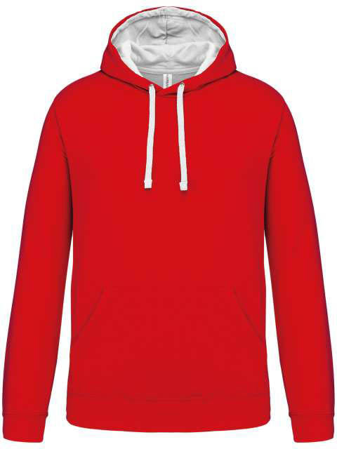 Kariban Men's Contrast Hooded Sweatshirt - Kariban Men's Contrast Hooded Sweatshirt - Cherry Red