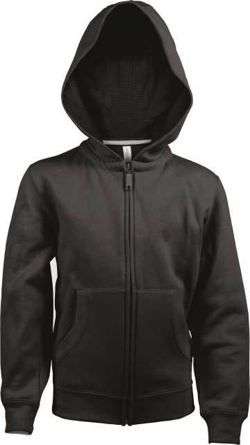 Kariban Kids Full Zip Hooded Sweatshirt - čierna