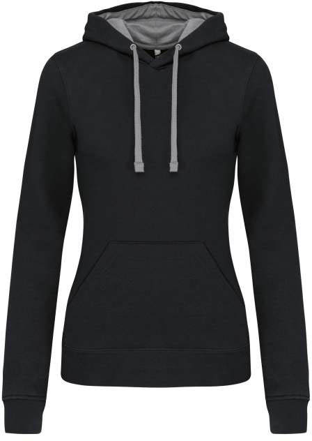Kariban Ladies’ Contrast Hooded Sweatshirt - black