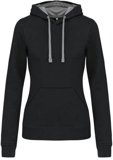 Kariban Ladies’ Contrast Hooded Sweatshirt mikina - Kariban Ladies’ Contrast Hooded Sweatshirt mikina - Black