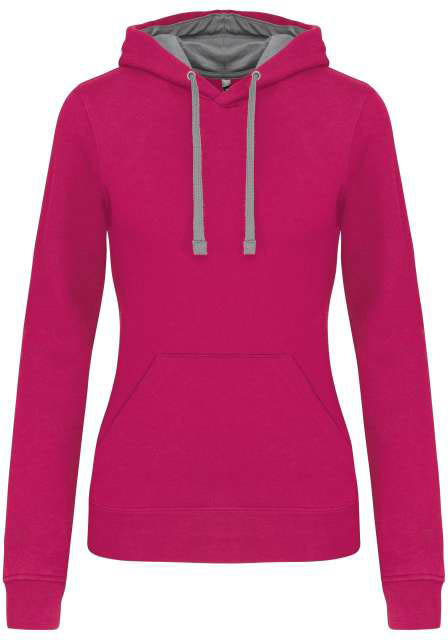 Kariban Ladies’ Contrast Hooded Sweatshirt - pink