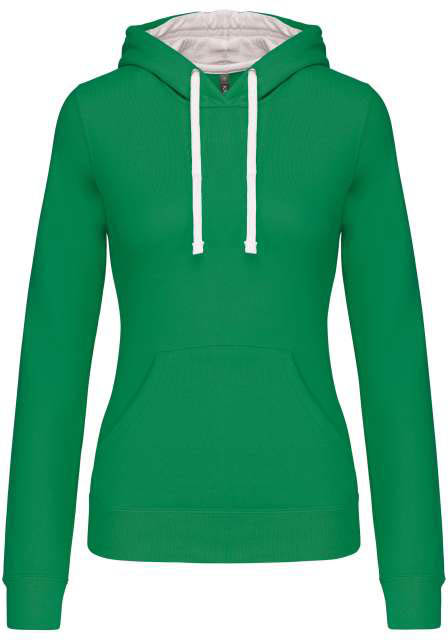 Kariban Ladies’ Contrast Hooded Sweatshirt mikina - zelená