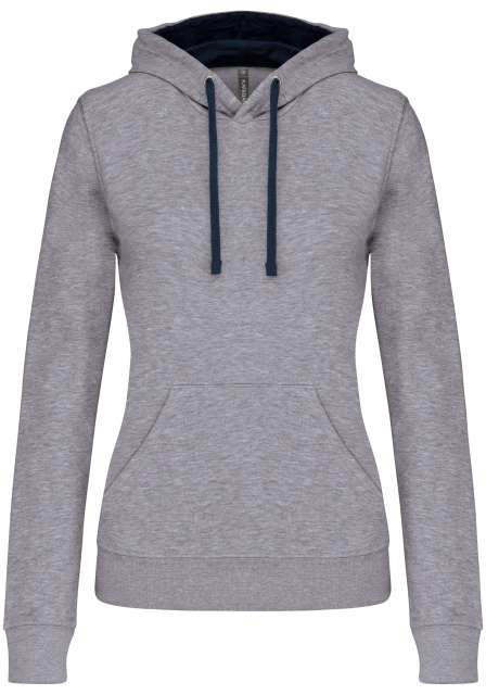 Kariban Ladies’ Contrast Hooded Sweatshirt - grey