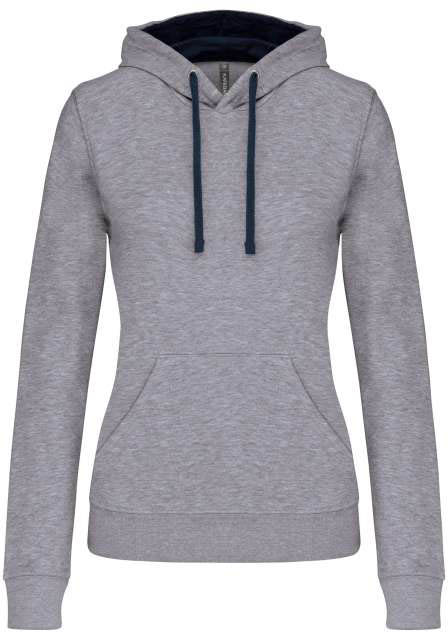 Kariban Ladies’ Contrast Hooded Sweatshirt - Kariban Ladies’ Contrast Hooded Sweatshirt - Ice Grey