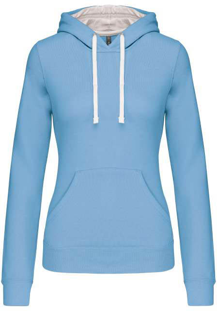 Kariban Ladies’ Contrast Hooded Sweatshirt - blue