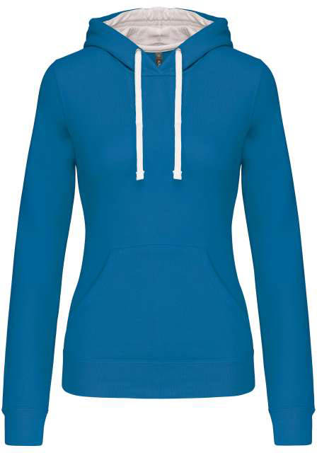 Kariban Ladies’ Contrast Hooded Sweatshirt - modrá