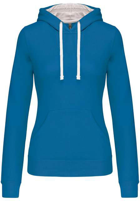 Kariban Ladies’ Contrast Hooded Sweatshirt - blue