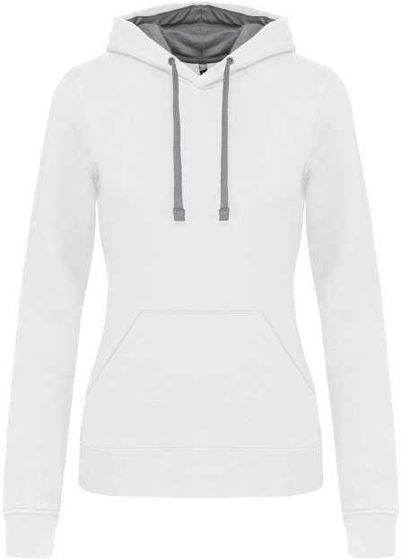 Kariban Ladies’ Contrast Hooded Sweatshirt - biela