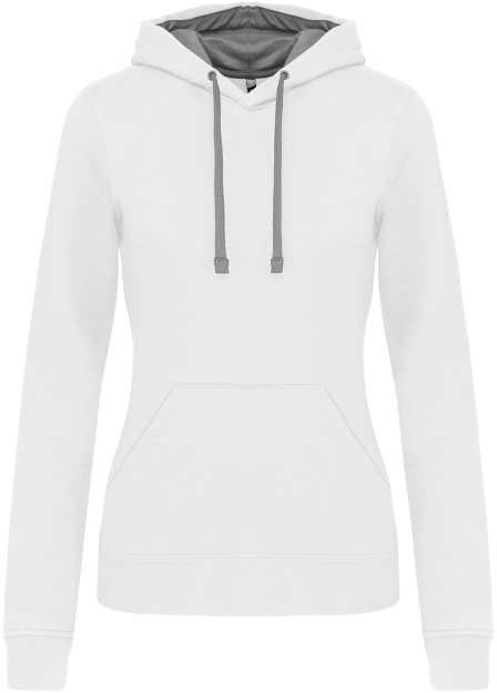 Kariban Ladies’ Contrast Hooded Sweatshirt mikina - bílá