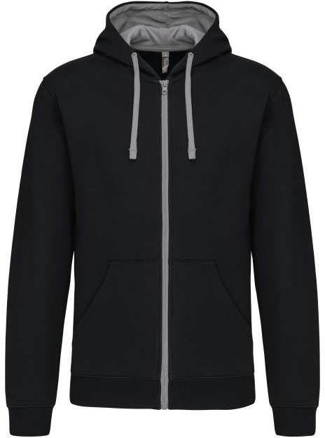 Kariban Men's Contrast Hooded Full Zip Sweatshirt - Kariban Men's Contrast Hooded Full Zip Sweatshirt - Black