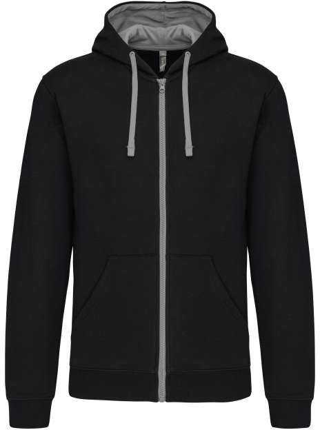 Kariban Men's Contrast Hooded Full Zip Sweatshirt mikina - Kariban Men's Contrast Hooded Full Zip Sweatshirt mikina - Black