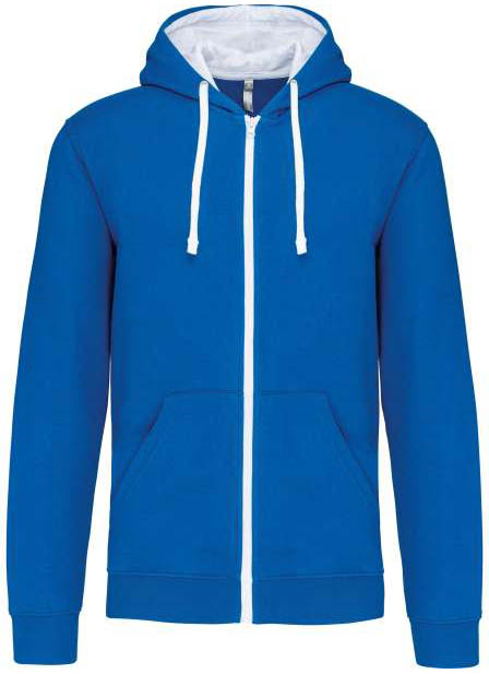 Kariban Men's Contrast Hooded Full Zip Sweatshirt - modrá