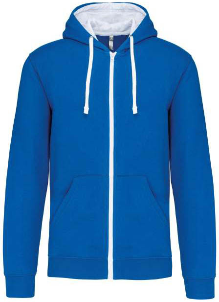 Kariban Men's Contrast Hooded Full Zip Sweatshirt - Kariban Men's Contrast Hooded Full Zip Sweatshirt - Royal