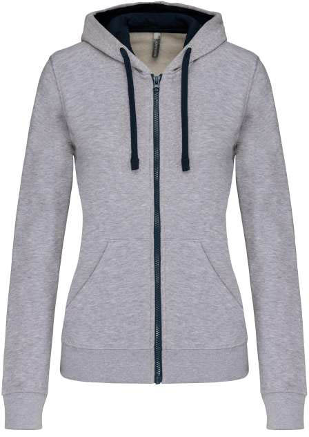 Kariban Ladies’ Contrast Hooded Full Zip Sweatshirt - Kariban Ladies’ Contrast Hooded Full Zip Sweatshirt - 