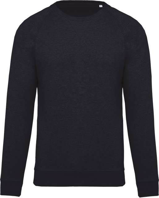 Kariban Men's Organic Cotton Crew Neck Raglan Sleeve Sweatshirt - modrá