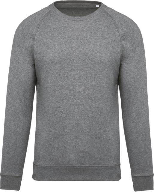 Kariban Men's Organic Cotton Crew Neck Raglan Sleeve Sweatshirt mikina - šedá