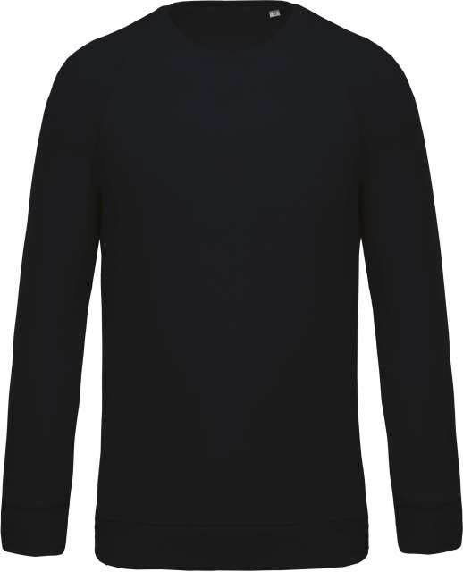 Kariban Men's Organic Cotton Crew Neck Raglan Sleeve Sweatshirt - modrá