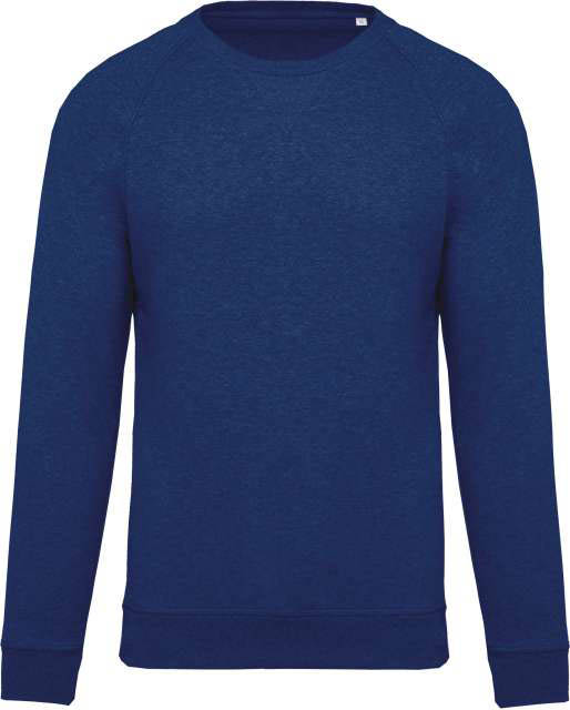 Kariban Men's Organic Cotton Crew Neck Raglan Sleeve Sweatshirt - modrá