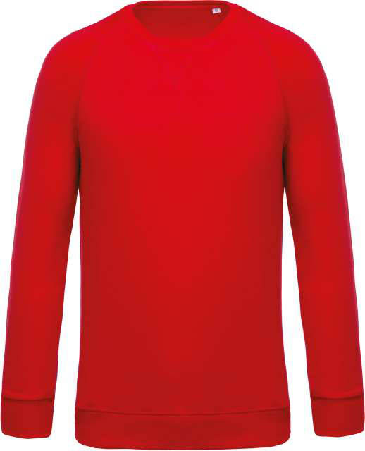 Kariban Men's Organic Cotton Crew Neck Raglan Sleeve Sweatshirt mikina - červená