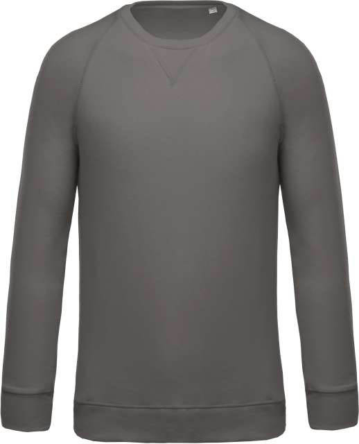 Kariban Men's Organic Cotton Crew Neck Raglan Sleeve Sweatshirt - šedá