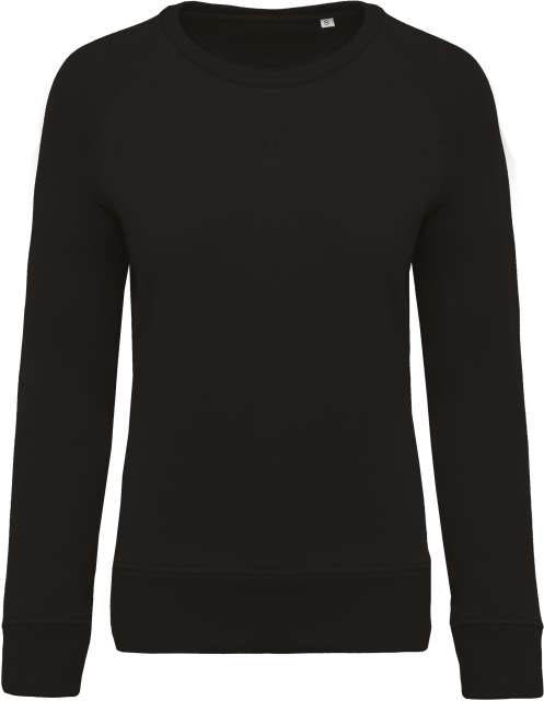 Kariban Ladies’ Organic Cotton Crew Neck Raglan Sleeve Sweatshirt - black