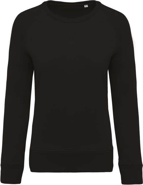 Kariban Ladies’ Organic Cotton Crew Neck Raglan Sleeve Sweatshirt mikina - Kariban Ladies’ Organic Cotton Crew Neck Raglan Sleeve Sweatshirt mikina - Black