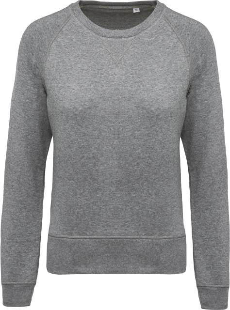 Kariban Ladies’ Organic Cotton Crew Neck Raglan Sleeve Sweatshirt - grey