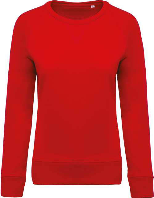 Kariban Ladies’ Organic Cotton Crew Neck Raglan Sleeve Sweatshirt - červená