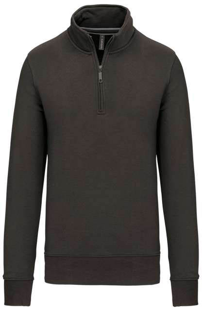 Kariban Zipped Neck Sweatshirt - šedá