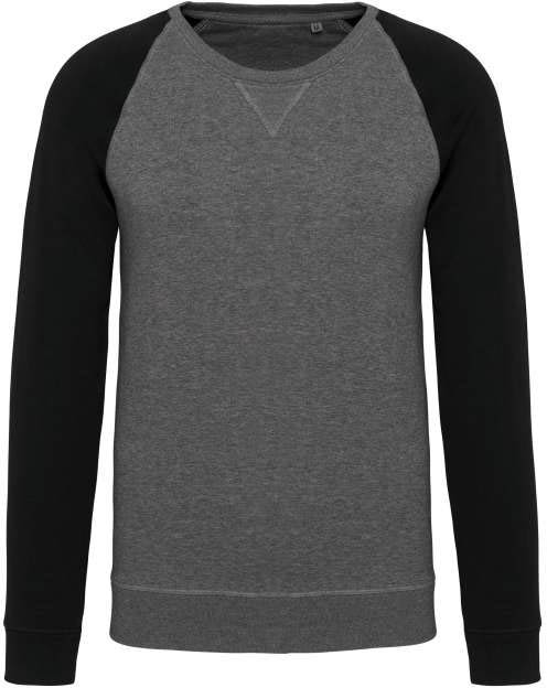Kariban Men's Two-tone Organic Crew Neck Raglan Sleeve Sweatshirt - grey
