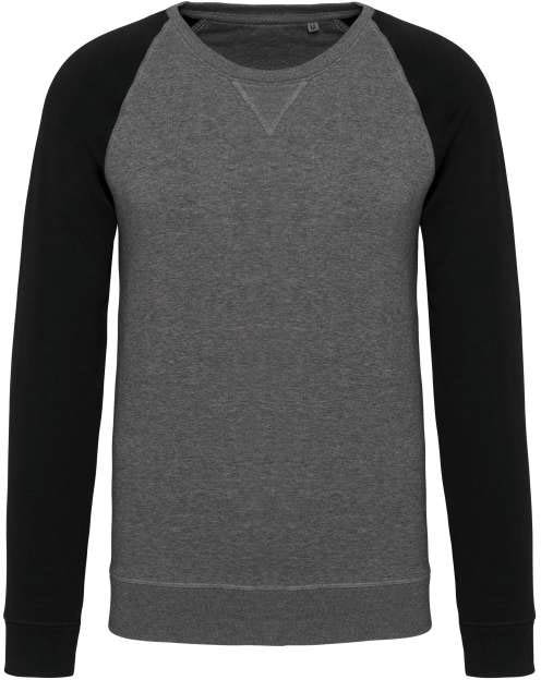 Kariban Men's Two-tone Organic Crew Neck Raglan Sleeve Sweatshirt - šedá