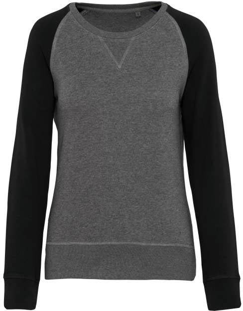 Kariban Ladies' Two-tone Organic Crew Neck Raglan Sleeve Sweatshirt - grey