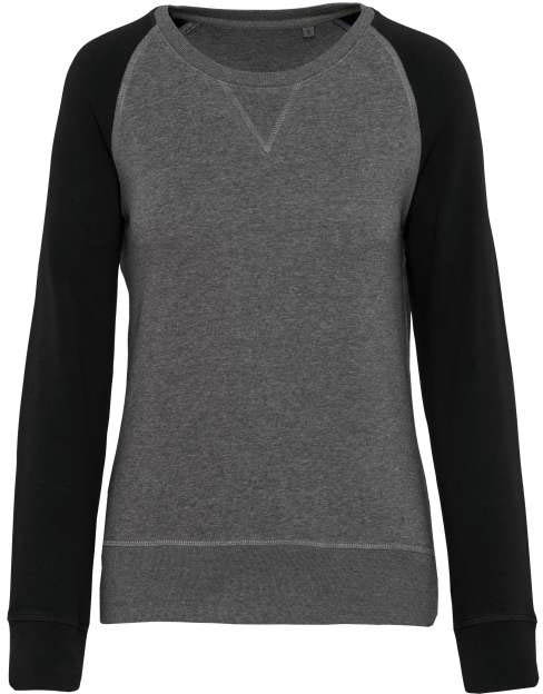 Kariban Ladies' Two-tone Organic Crew Neck Raglan Sleeve Sweatshirt mikina - šedá