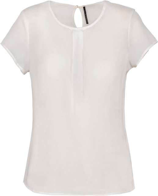 Kariban Ladies' Short-sleeved Crepe Blouse - Kariban Ladies' Short-sleeved Crepe Blouse - Natural