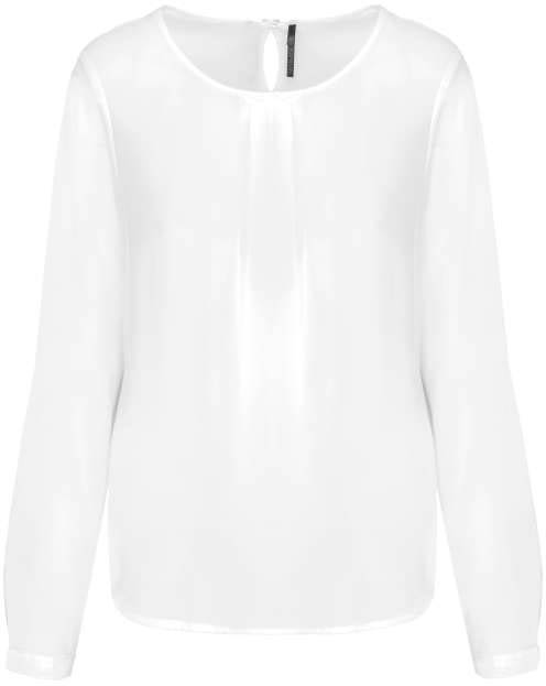 Kariban Ladies' Long-sleeved Crepe Blouse - hnedá