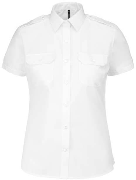 Kariban Ladies’ Short-sleeved Pilot Shirt - Kariban Ladies’ Short-sleeved Pilot Shirt - White