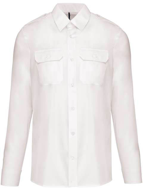 Kariban Men's Long-sleeved Pilot Shirt - bílá