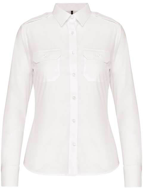Kariban Ladies’ Long-sleeved Pilot Shirt - Kariban Ladies’ Long-sleeved Pilot Shirt - White