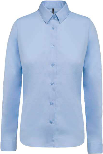 Kariban Ladies’ Long-sleeved Cotton Poplin Shirt - modrá