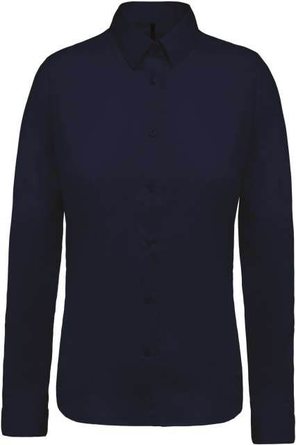 Kariban Ladies’ Long-sleeved Cotton Poplin Shirt - Kariban Ladies’ Long-sleeved Cotton Poplin Shirt - Navy