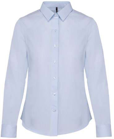 Kariban Ladies’ Long-sleeved Cotton Poplin Shirt - Kariban Ladies’ Long-sleeved Cotton Poplin Shirt - Sky