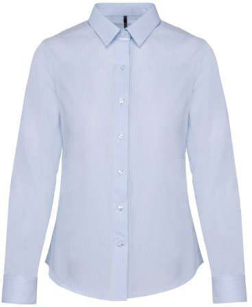 Kariban Ladies’ Long-sleeved Cotton Poplin Shirt - blue