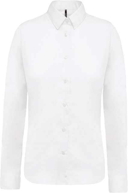 Kariban Ladies’ Long-sleeved Cotton Poplin Shirt - biela