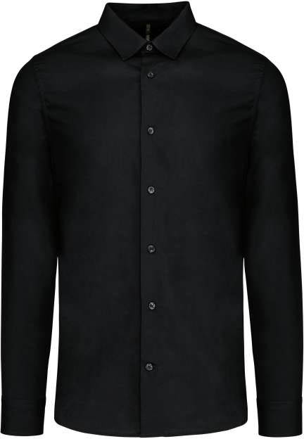 Kariban Men’s Long-sleeved Cotton Poplin Shirt - čierna