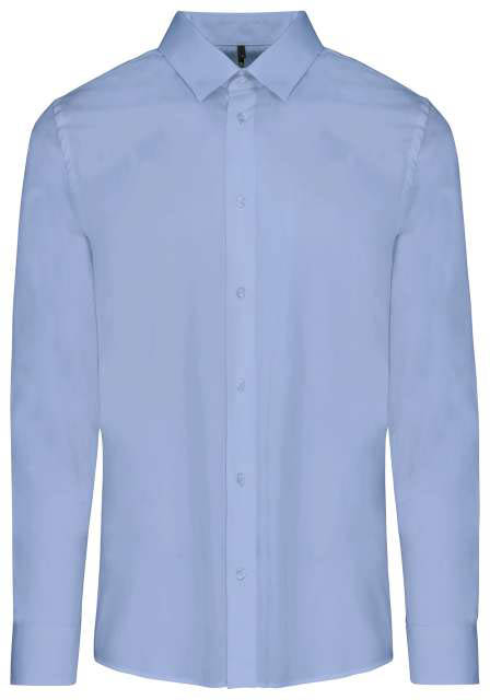 Kariban Men’s Long-sleeved Cotton Poplin Shirt - Kariban Men’s Long-sleeved Cotton Poplin Shirt - Stone Blue