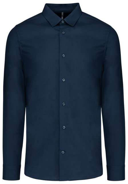 Kariban Men’s Long-sleeved Cotton Poplin Shirt - Kariban Men’s Long-sleeved Cotton Poplin Shirt - Navy