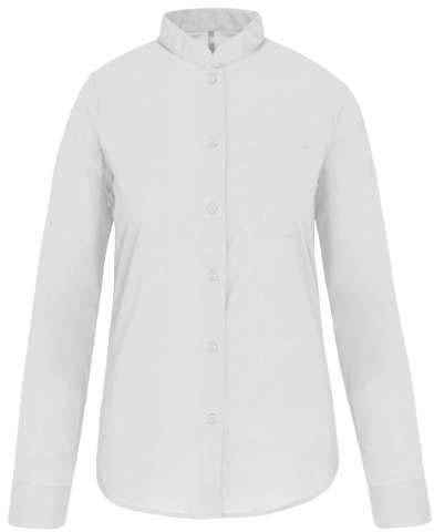 Kariban Ladies' Long-sleeved Mandarin Collar Shirt - Kariban Ladies' Long-sleeved Mandarin Collar Shirt - White