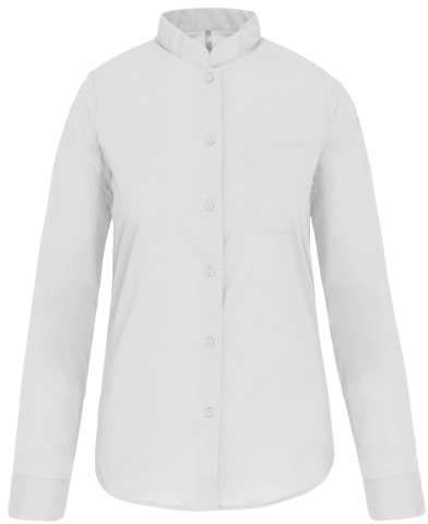 Kariban Ladies' Long-sleeved Mandarin Collar Shirt - bílá