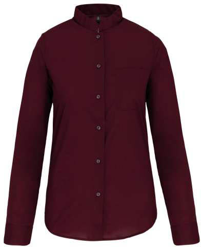 Kariban Ladies' Long-sleeved Mandarin Collar Shirt - červená